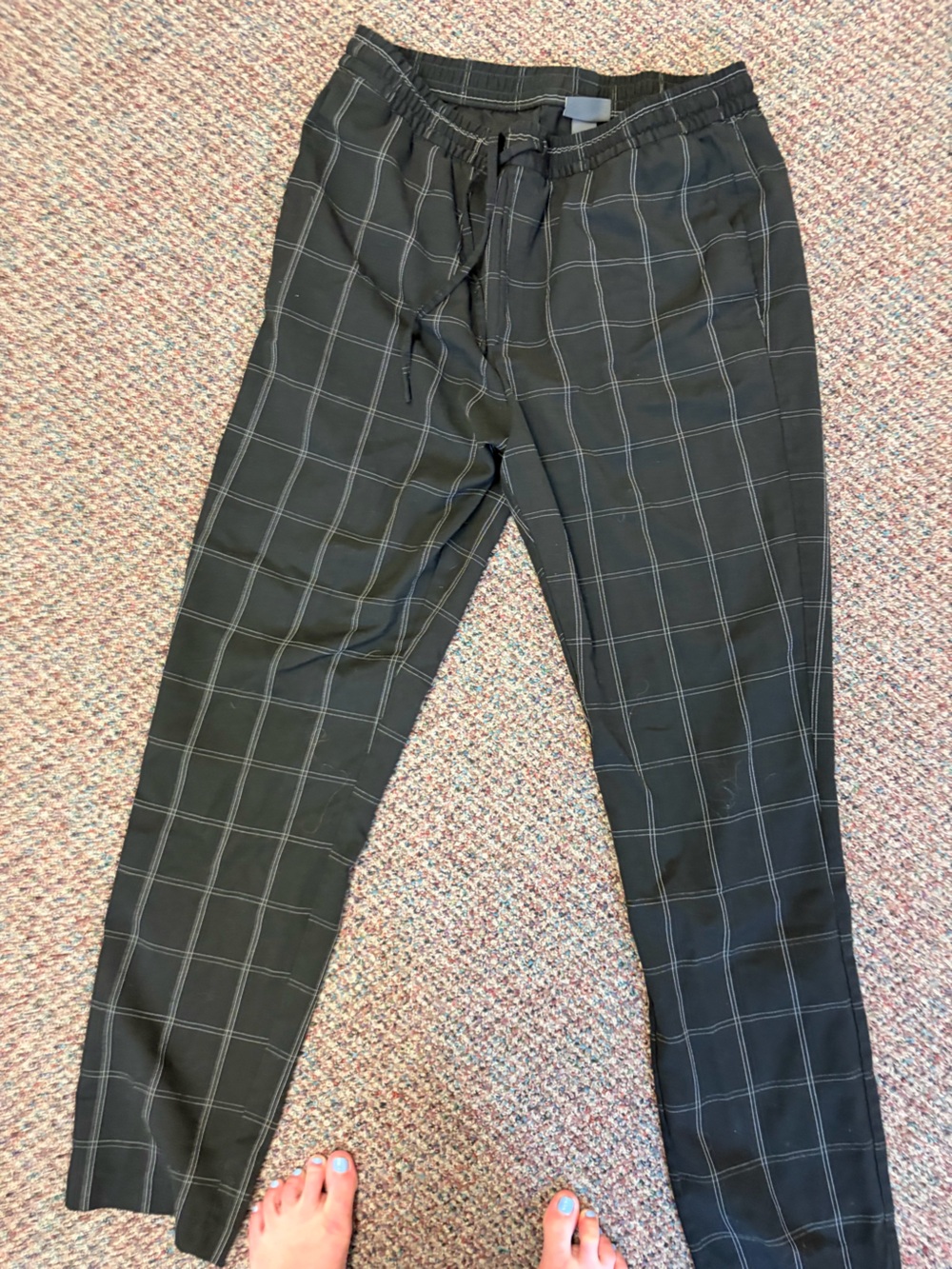 H&M Black Windowpane Jogger-Style Dress Pants
